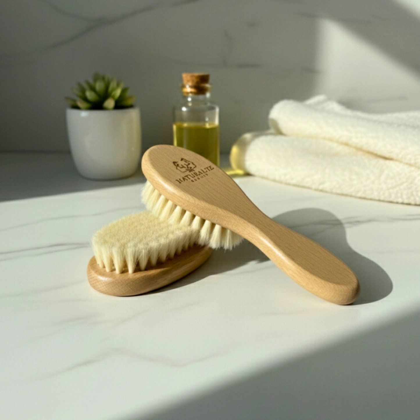 Doğal Keçi Kılı Bebek Saç&Vücut Fırçası